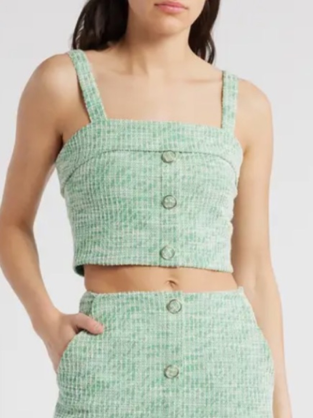 Black Halo Roland Tweed Crop Top